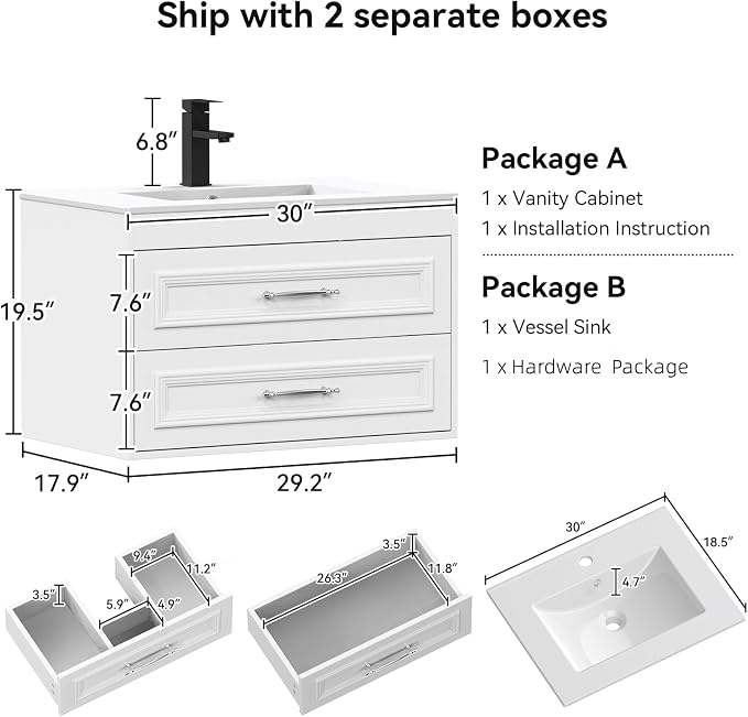 YOURLITE 30" Floating Bathroom Vanity - Image 2
