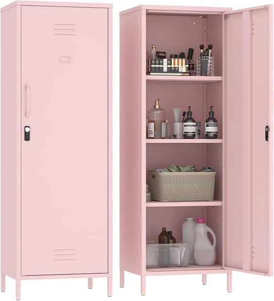 Locker Cabinet, 59.06" H Pink Metal Locker Storage Cabinet by Steehoom