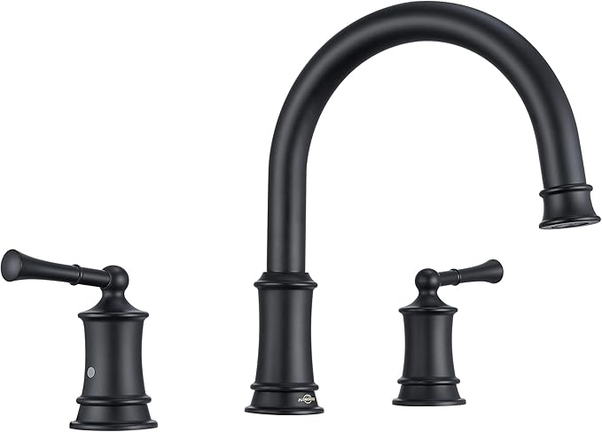 Matte Black Roman Tub Faucet, Antique Bathtub Faucet Set 3 Hole, High Flow Bath by HANGORO