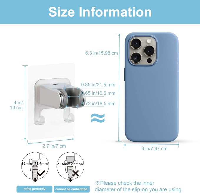 OFFO Shower Head Holder, Strong Adhesive Shower Hooks, 40° Adjustable - Image 3