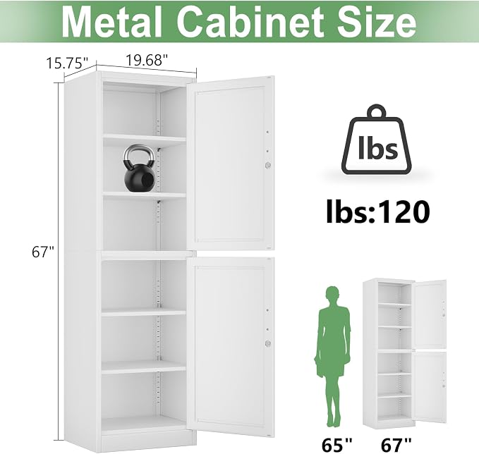Metal Locker Tall Narrow Storage Cabinet, Gym Home Office, Entryway and Hallway - Image 3