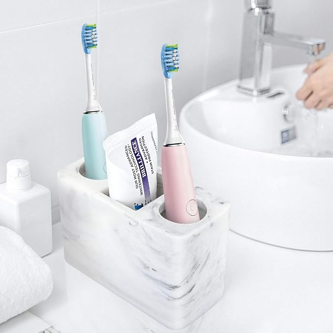 Luxspire Electric Toothbrush Holder, 3 Slots Large Marble Toothbrush Toothpaste - Image 7