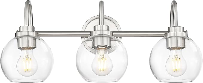 Bathroom Light Fixtures, 3-Light Brushed Nickel Vanity Lights Over Mirror by Audickic