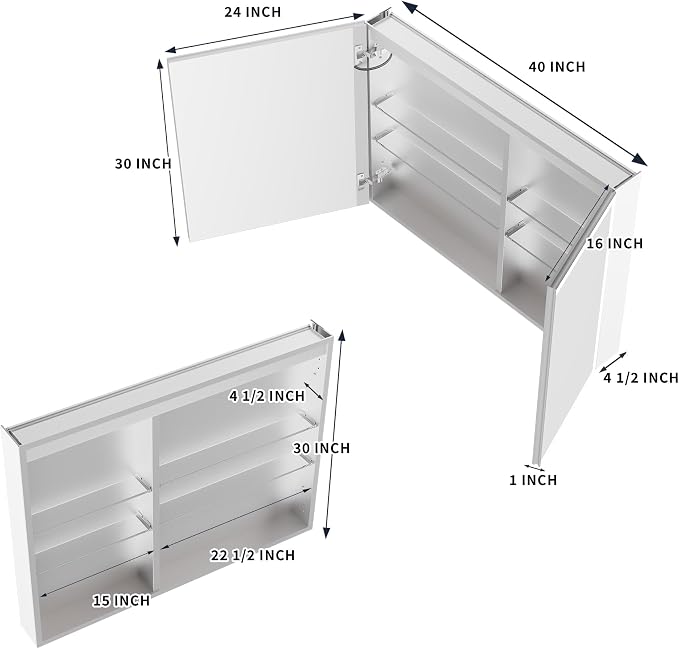 GroGro LED Lighted Bathroom Medicine Cabinet - Image 2