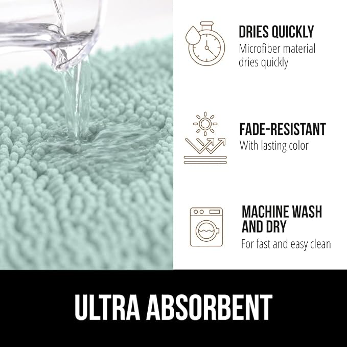GORILLA GRIP Plush Absorbent Shaggy Chenille Bath Rug Mat - Image 5