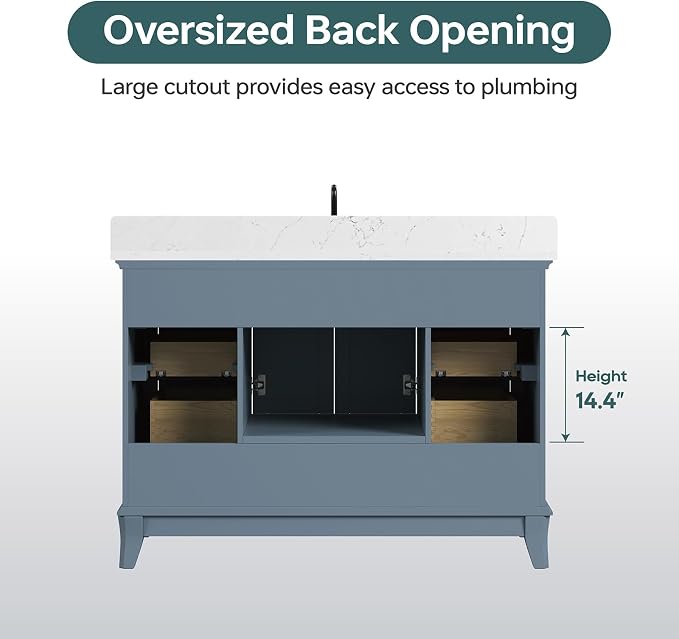 48 Inch Steel Blue Bathroom Vanity - Image 7