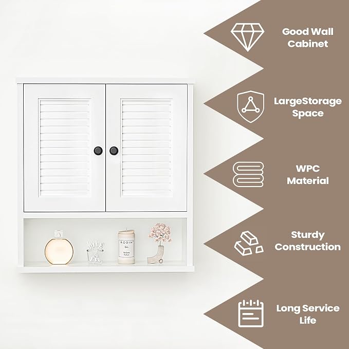 WPC Bathroom Cabinet Wall Mounted, Over Toilet Storage Organizer Adjustable - Image 4