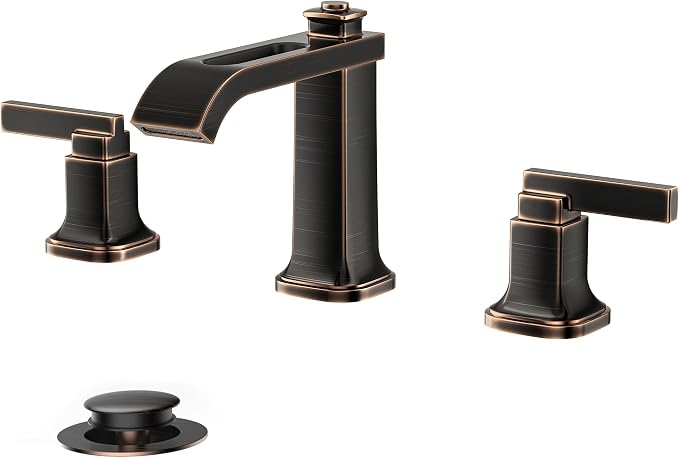 FORIOUS 3 Hole Oil Rubbed Bronze Bathroom Faucet, 8 Inch Widespread Bathroom by FORIOUS