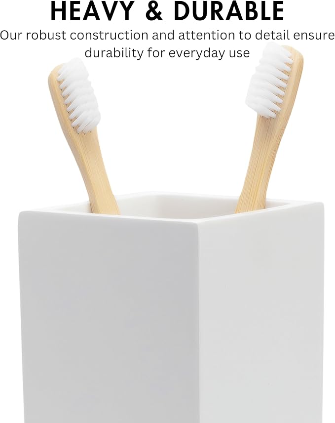 Matte White Toothbrush and Toothpaste Holder - Image 3