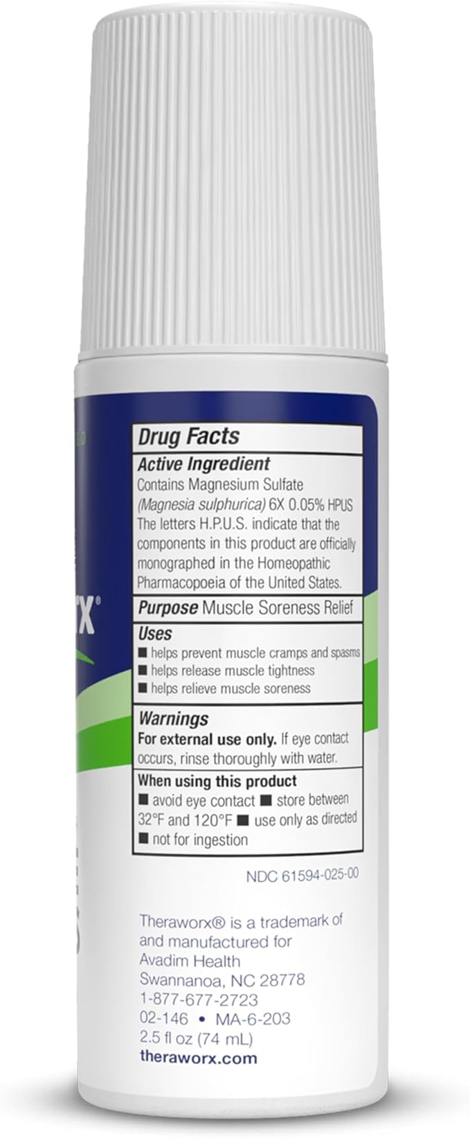 Theraworx Relief for Muscle Cramps Roll-On Fast-Acting Muscle Spasm, Leg - Image 3