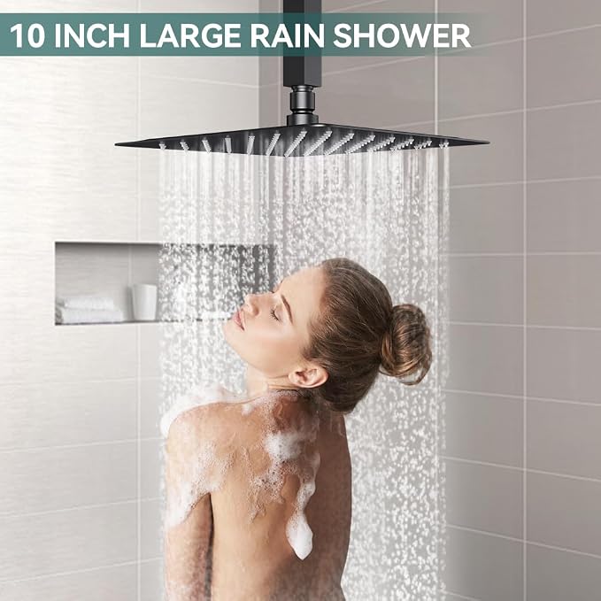Shower Faucet Set Matte Black Shower System, Starbath 10" Rain Shower Head and - Image 4