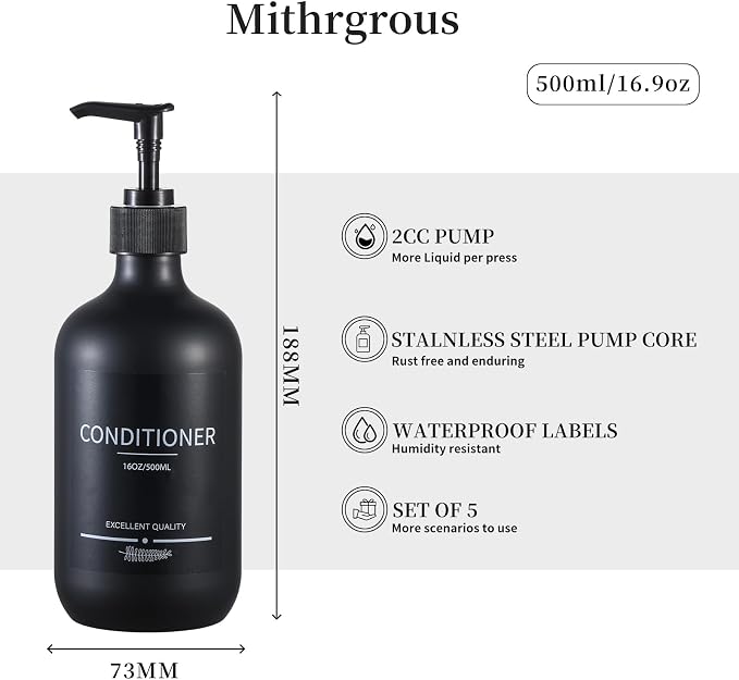 Reusable Shampoo and Conditioner Bottles Plastic 16.9oz Dispenser - Image 5