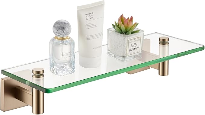 KOKOSIRI Wall Shelves Bathroom Hardware Glass Floating Shelf 12-Inch by KOKOSIRI