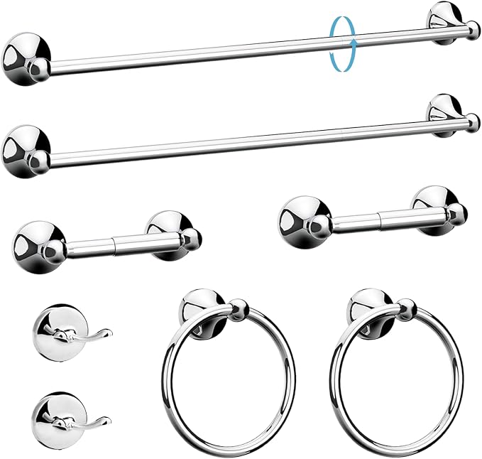Newfun 8-Pieces 24" Bathroom Hardware Set, Bathroom Accessory Set, Includes 24" by Newfun