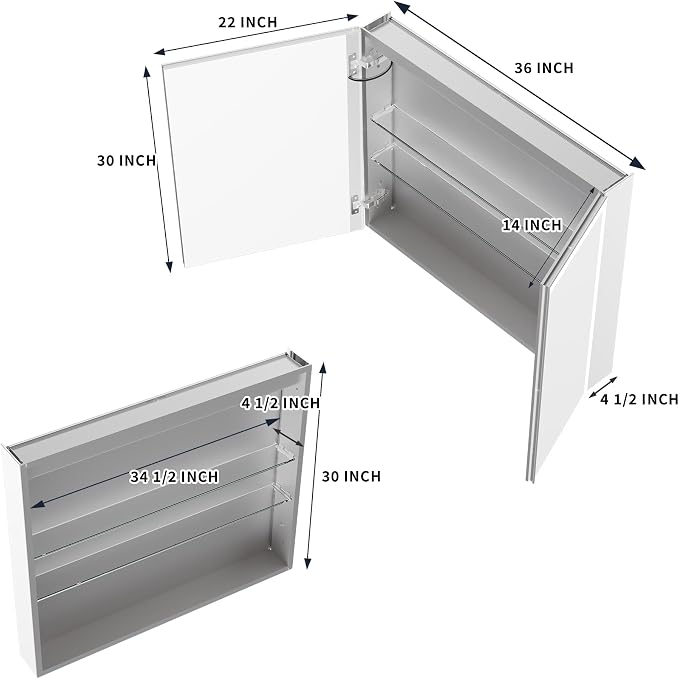 LED Medicine Cabinet Mirror for Bathroom, 36x30 Medicine Cabinet - Image 2