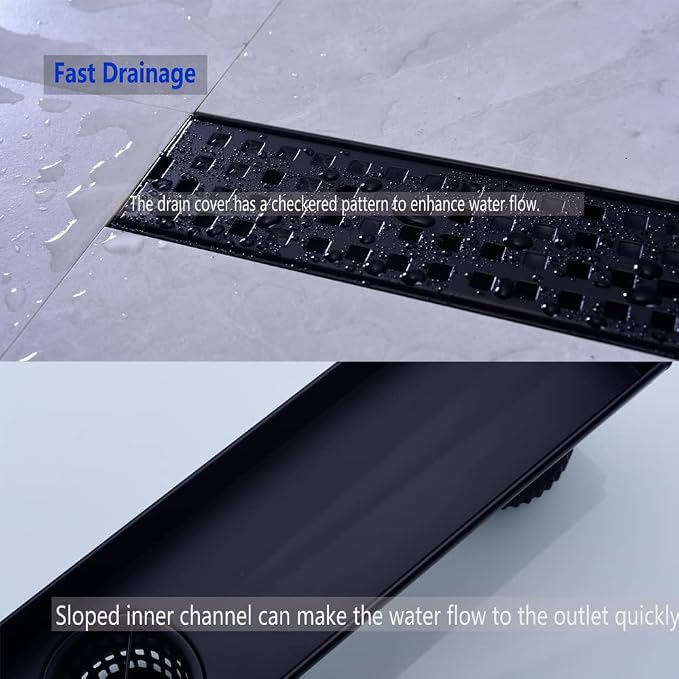 16 Inch Linear Bathroom Shower Rectangular Floor Drain, New Type - Image 6