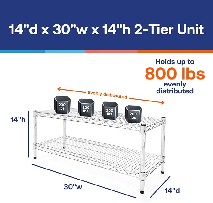 Shelving Inc. 14" d x 30" w Chrome Wire Shelving - Image 2