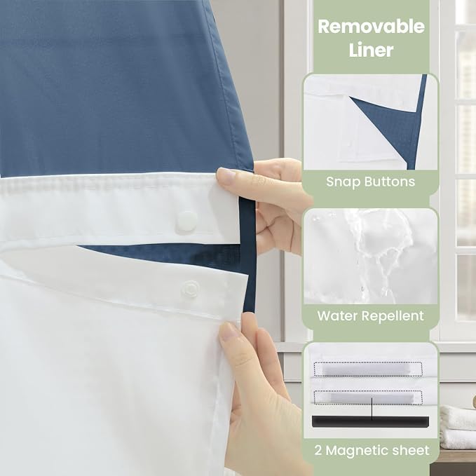 Inhousolu Extra Long No Hook Shower Curtain - Image 5