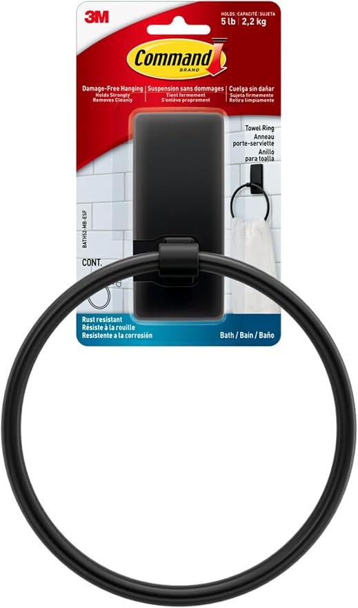 Command Hand Towel Holder Matte Black by Command