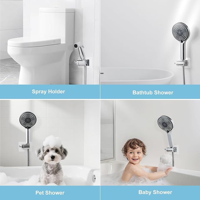 OFFO Shower Head Holder, Strong Adhesive Shower Hooks, 60° Adjustable - Image 7