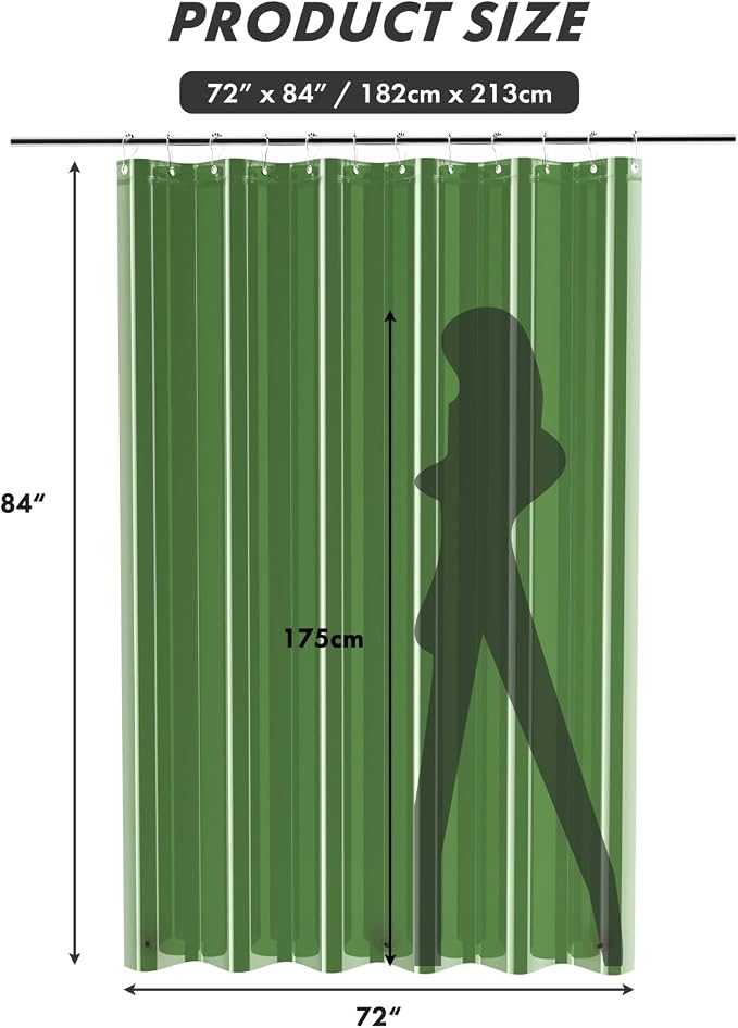 AmazerBath Extra Long Shower Curtain Liner 72x84, Plastic Shower Curtain Liners - Image 6