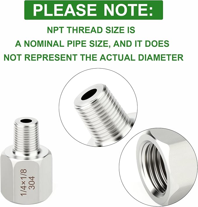 TAISHER 10PCS 304 Stainless Steel Pipe Fitting, New Reducer Adapter, 1/8" NPT - Image 4