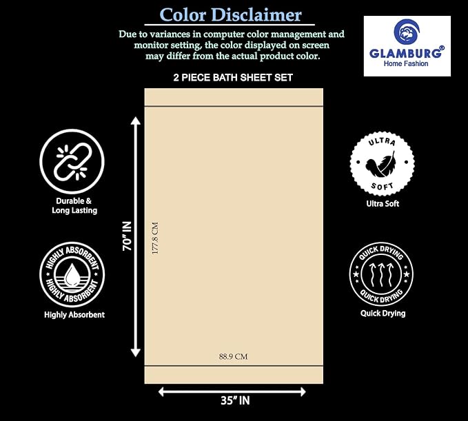 GLAMBURG 700 GSM Premium 2-Pack Oversized Extra Large Bath Sheet Set - Image 5