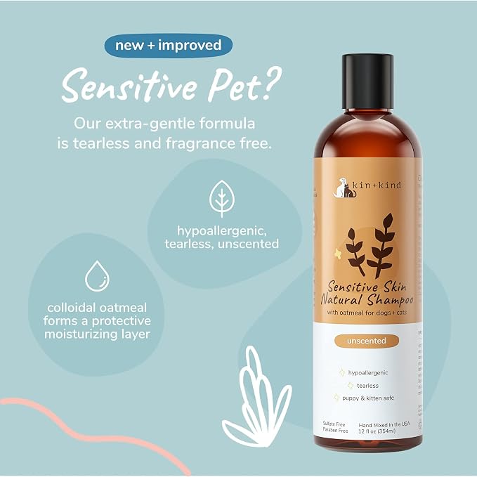 kin+kind Oatmeal Shampoo for Dogs & Cats – Natural Anti Itch Pet Shampoo for - Image 3