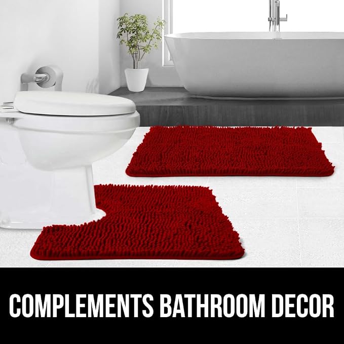 GORILLA GRIP Plush Absorbent Shaggy Chenille Bath Rug Mat - Image 9