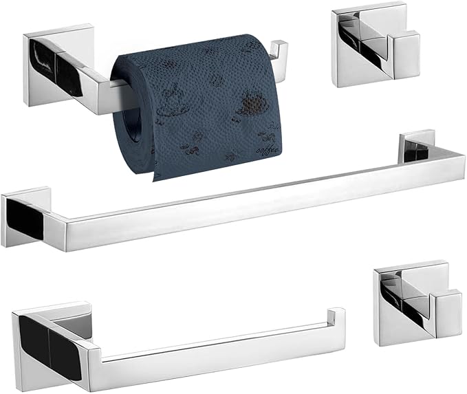 TURS 5-Piece Bathroom Hardware Set Polished Towel Bar Sets Include 23.4 Inch by TURS