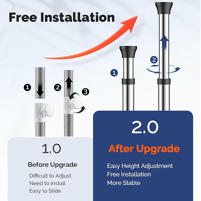 HAMITOR Corner Shower Caddy Tension Pole: Quick Installation 4-Tier Rustproof - Image 4