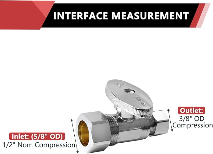 20-Pack EFIELD Straight Stop Valve 1/2" Nominal Compression x 3/8" OD, Chrome - Image 2