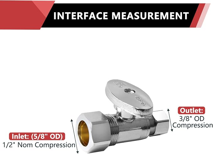 50-Pack EFIELD Straight Stop Valve 1/2" Nominal Compression x 3/8" OD, Chrome - Image 2