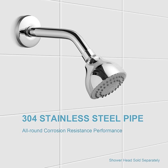 OFFO Shower Arm with Flange, 6 in Wall Mount Replacement Angle Shower Head Arm - Image 3
