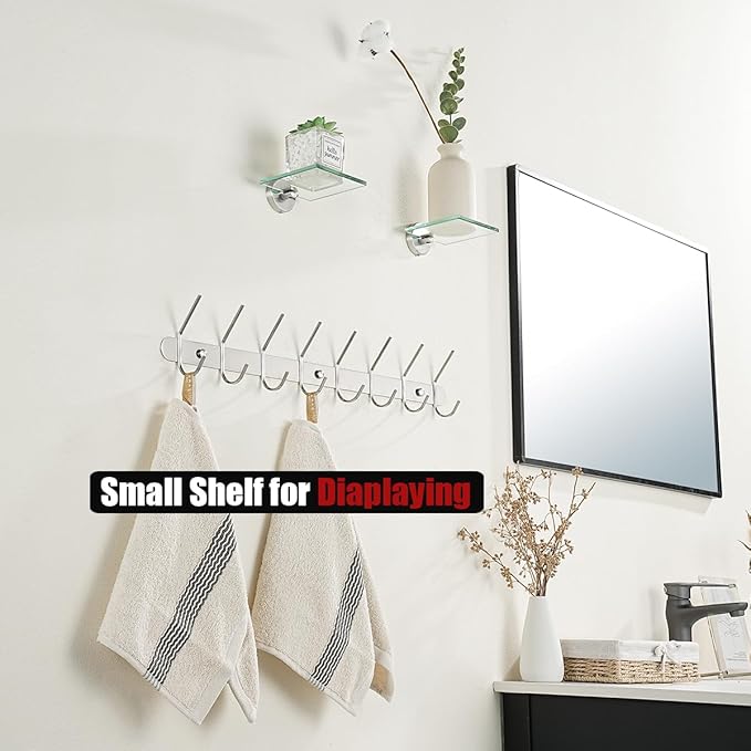 JQK Small Floating Glass Shelves Brushed, 4 Inch Display Ledges - Image 5