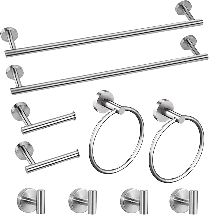 Cilee 10 Piece Brushed Nickel Bathroom Accessories Set, 16 inch Brushed Nickel by Cilee