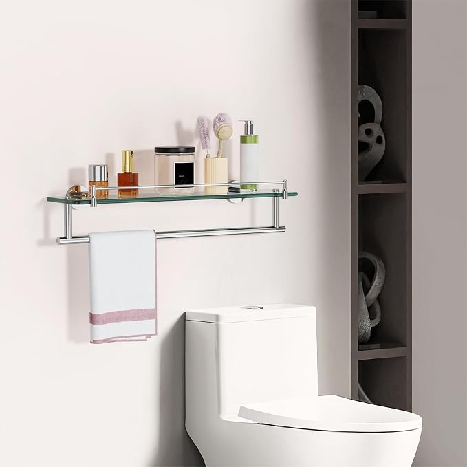 20-Inch Floating Tempered Glass Bathroom Shelf - Image 2