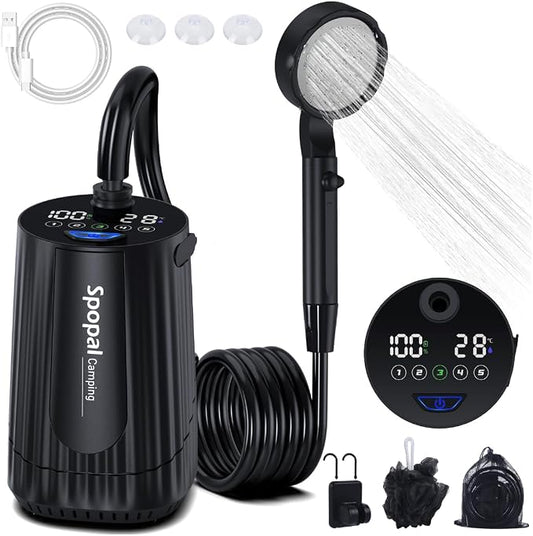 Portable Shower for Camping, 10000mAh Rechargeable Camping Shower by Spopal
