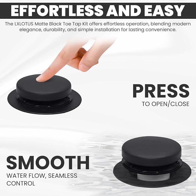 LXLTOUS Matte Black Toe Tap Bathtub Trim Set - Image 2