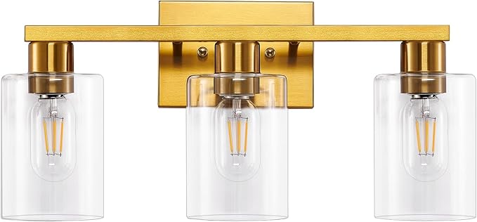 Gold 3-Light Bathroom Vanity Light, Modern Brushed Gold Vanity Lights by SOPEASGlobalperspective