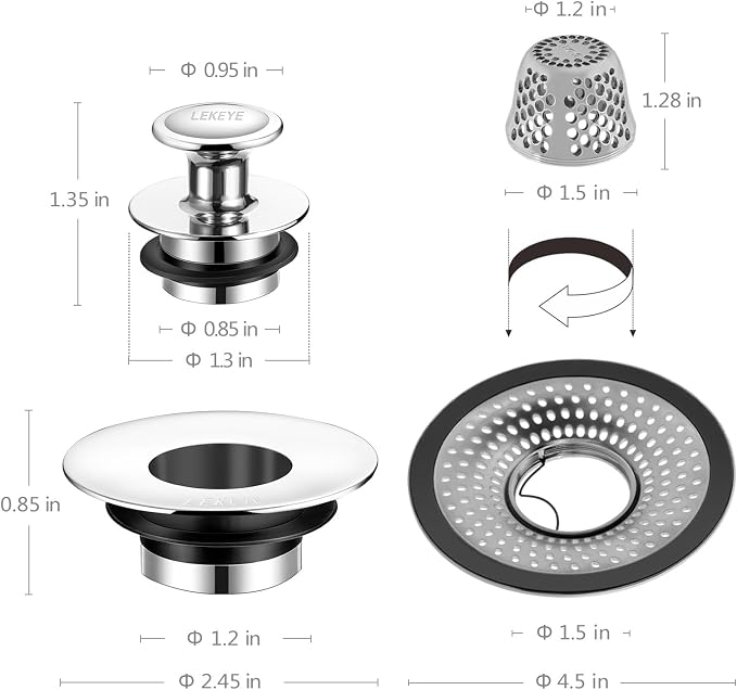 LEKEYE Shower Drain Hair Catcher | Bathtub Stopper/Strainer Stainless Steel - Image 3