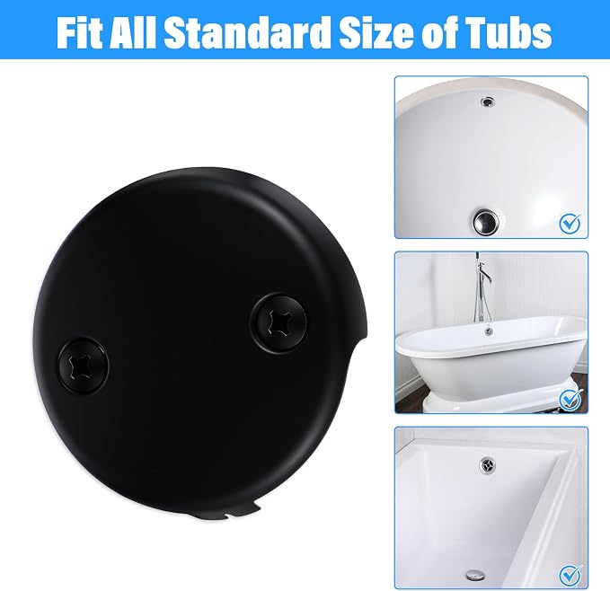 Tub Drain Overflow Covers, 3-1/8" Two Hole Bathtub Drain Overflow Cover - Image 6
