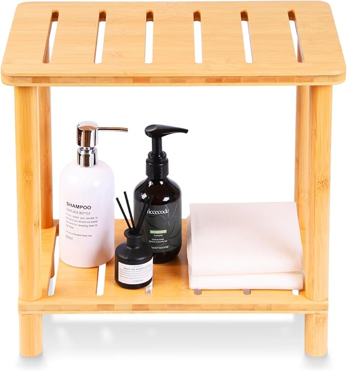 Bamboo Shower Bench Stool, Shower Stool by Unknown