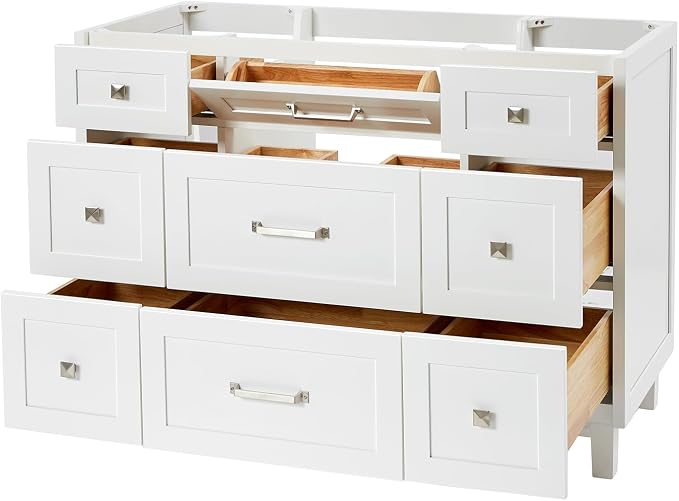 ARIEL Monroe 48 inch Bathroom Vanity Without Sink in White, Bathroom Base - Image 3