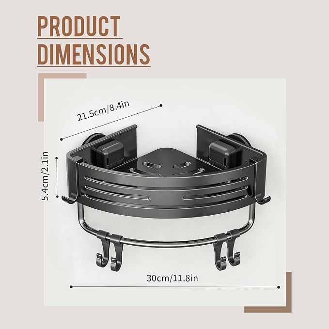 Aluminum Corner Shower Caddy, Rust Proof Bathroom Organizer - Image 2