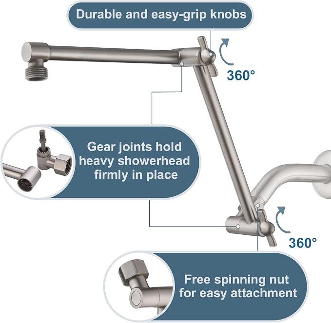 BRIGHT SHOWERS Brass Shower Arm Extender - Image 3