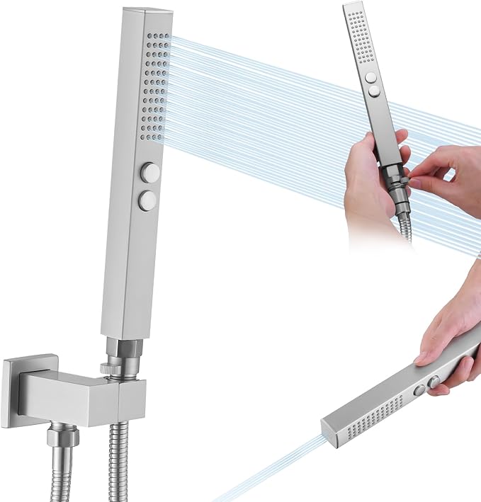 All-Metal High Pressure Square Handheld Shower Head by Unknown