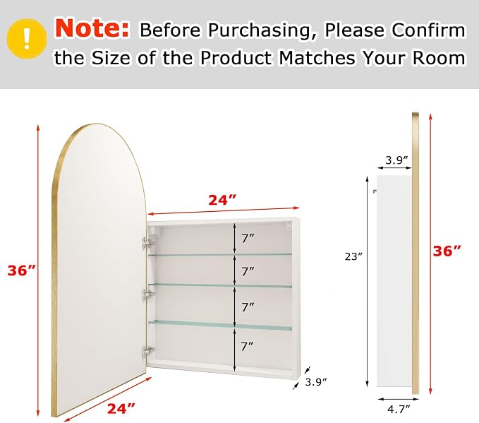FKWin Gold Bathroom Medicine Cabinet - Image 2
