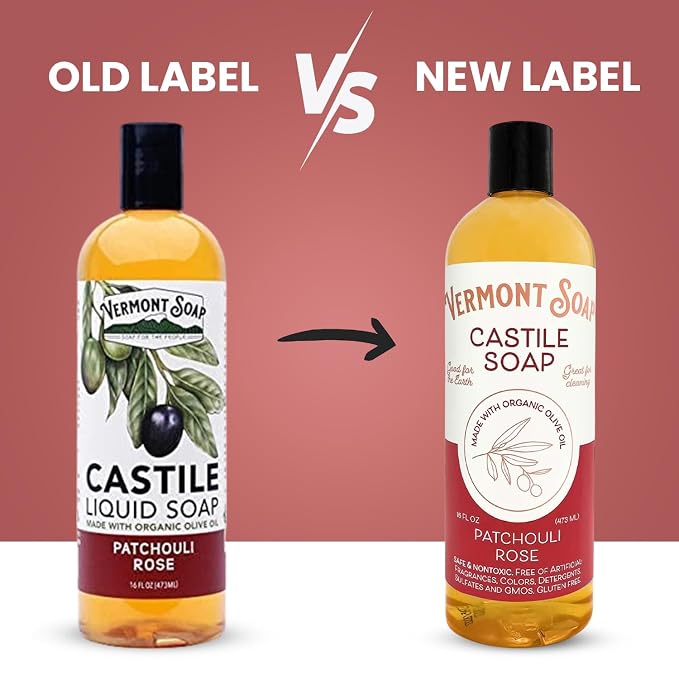 Vermont Castile Soap Patchouli Rose, Gentle Liquid Soap - Image 2