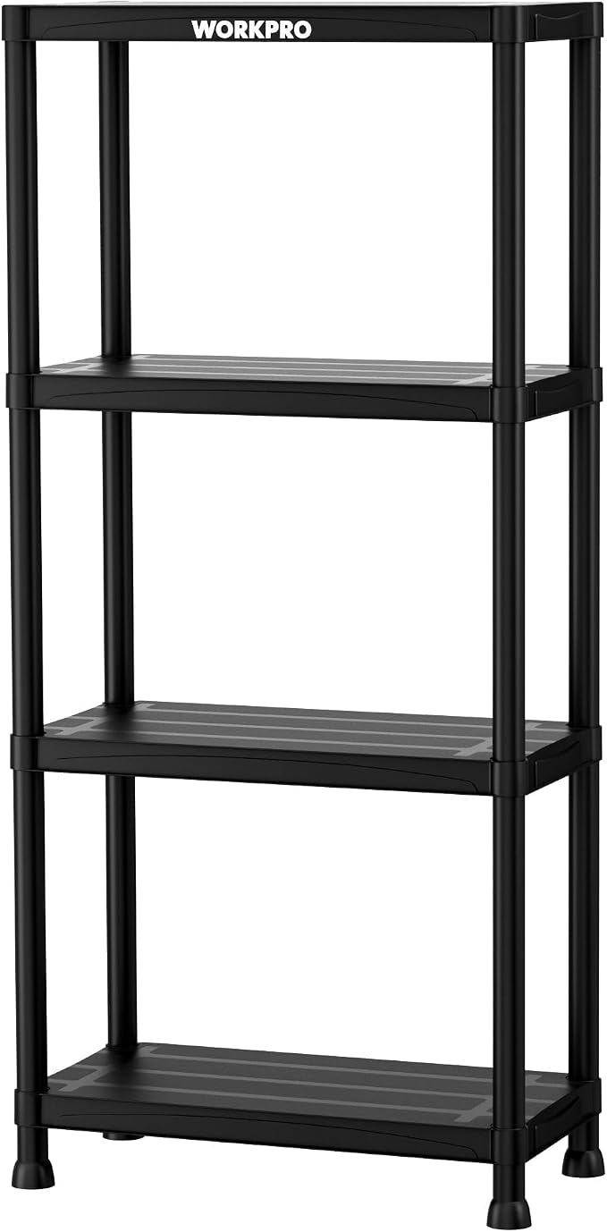 WORKPRO 4-Tier Plastic Storage Shelves, 400lb Capacity Shelving Unit, 51.4" H x by WORKPRO